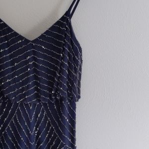 Navy Blue 20s Art Deco Prom Dress Adrianna Papell